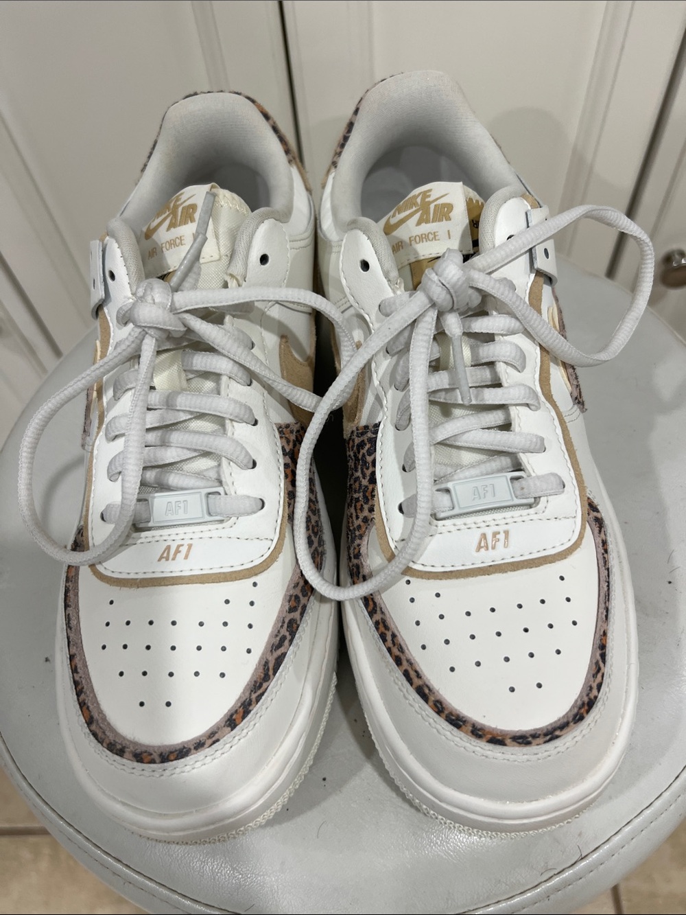 Nike Air Force 1 Low - White with Leopard Accent